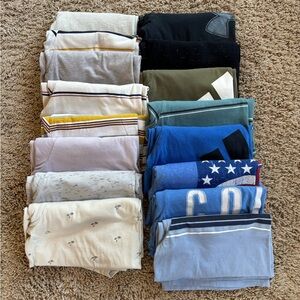 Blue Crew Neck Short Sleeve Tee with Stripes